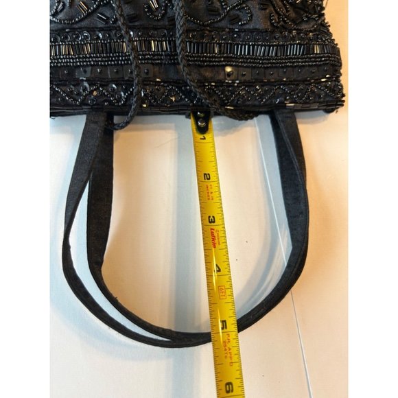 Women's Unbranded Small Purse Beaded Front Satiny Material Back Cloth Strap - Picture 6 of 7